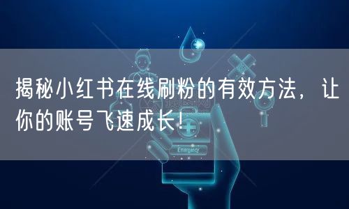 揭秘小红书在线刷粉的有效方法,让你的账号飞速成长!