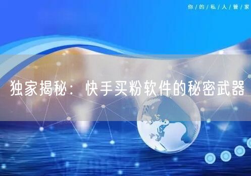 独家揭秘:快手买粉软件的秘密武器