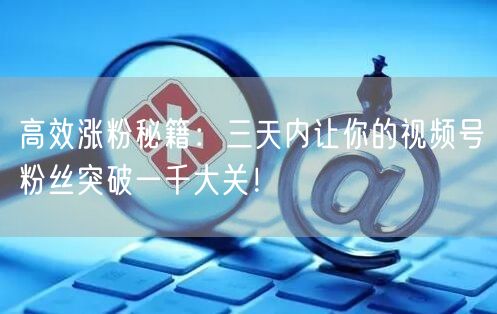 高效涨粉秘籍：三天内让你的视频号粉丝突破一千大关！